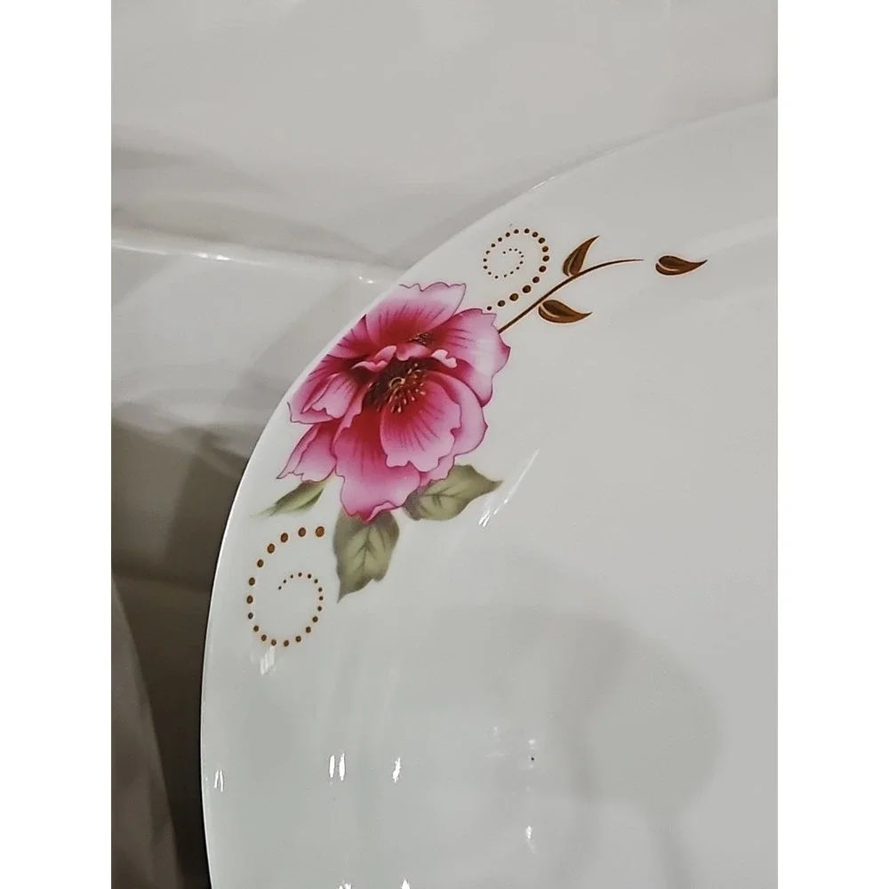 Vintage Japanese White And Pink Floral Serving Or Soup Bowls SET OF 4